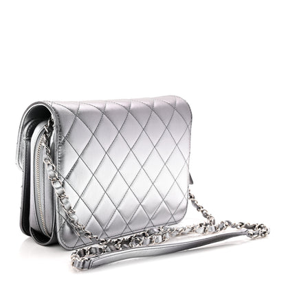 Chanel Metallic Lambskin Large Like A Wallet Flap Silver 3 of 11