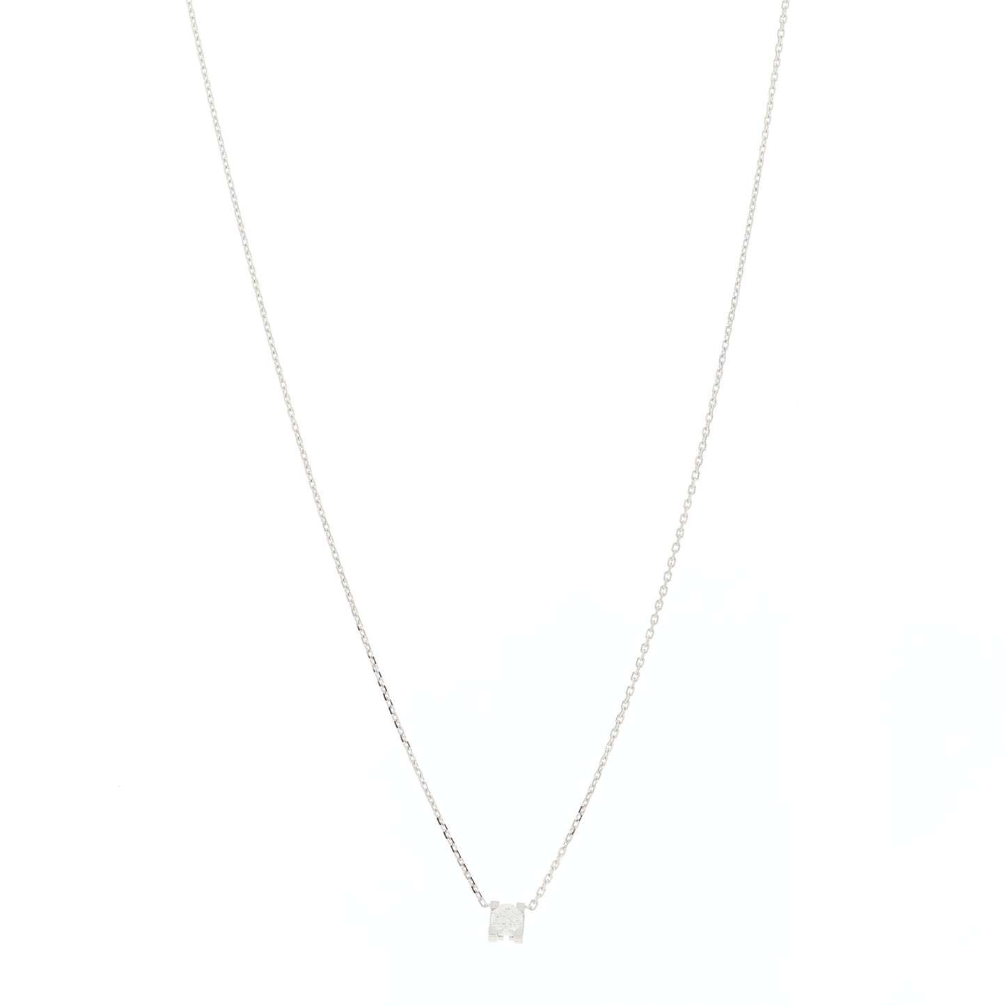 18K White Gold Diamond .23ct C De Cartier Pendant Necklace