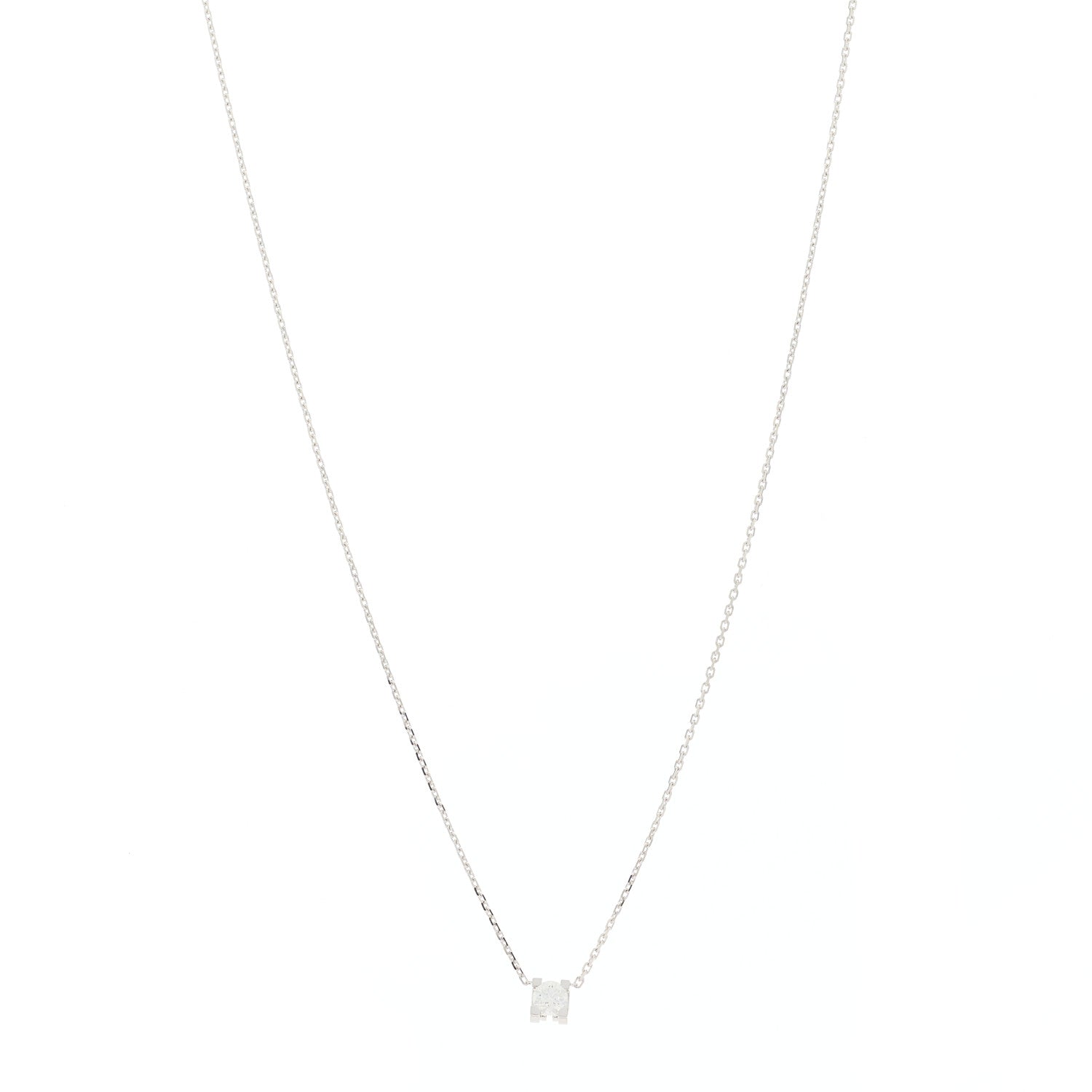 Cartier 18K White Gold Diamond .23ct C De Cartier Pendant Necklace 1 of 5