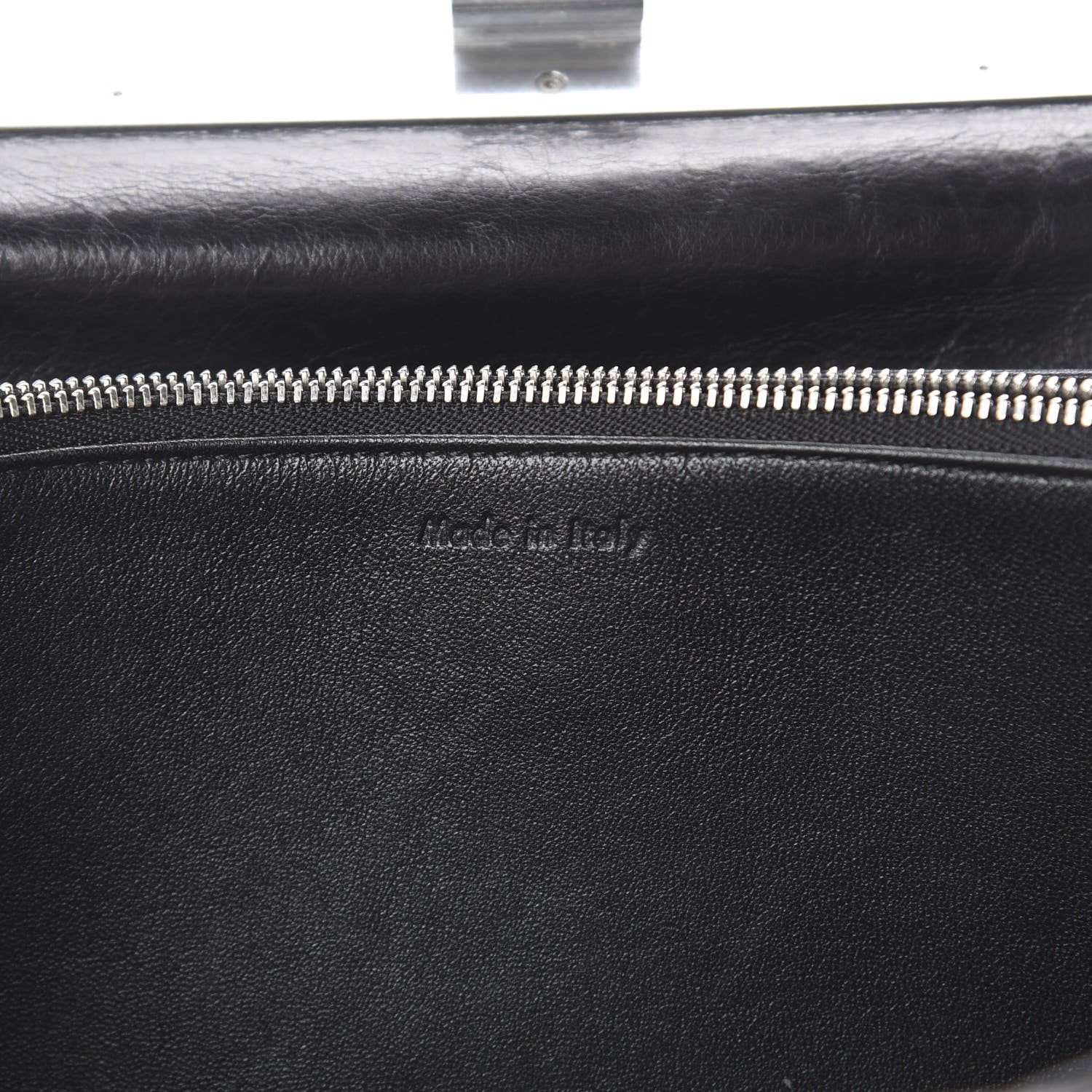 Celine Shiny Paperweight Calfskin Medium Clasp Shoulder Bag Black 7 of 8