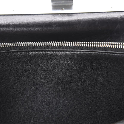 Celine Shiny Paperweight Calfskin Medium Clasp Shoulder Bag Black 7 of 8
