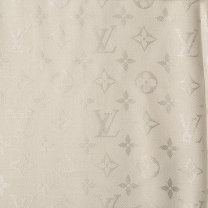 Louis Vuitton Silk Wool Monogram Shawl White 1 of 5