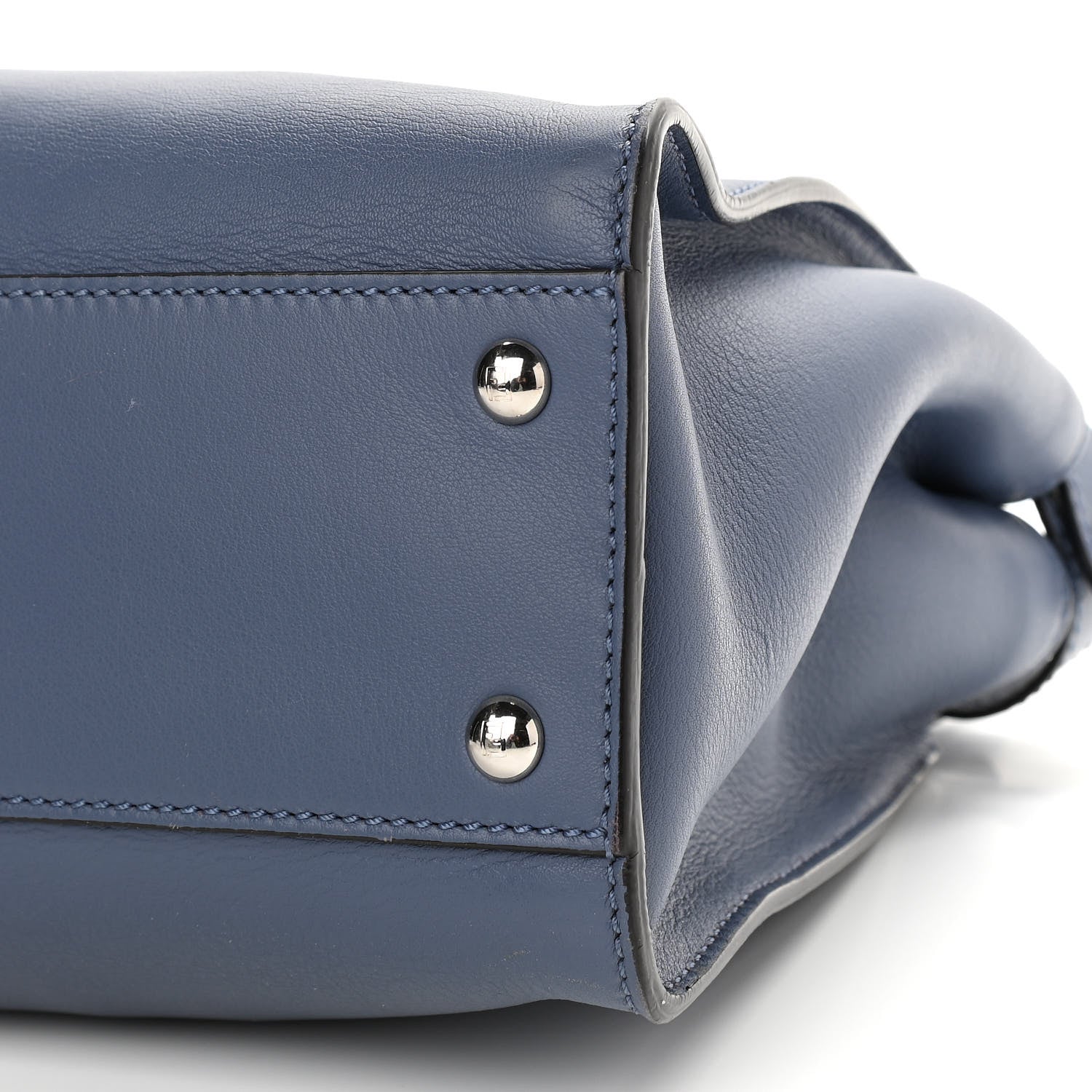 Fendi Calfskin Medium Peekaboo Iconic Satchel Blue 11 of 13