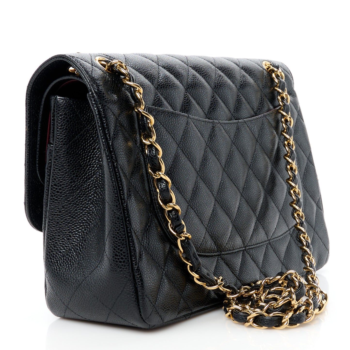 Caviar Quilted Jumbo Double Flap Black