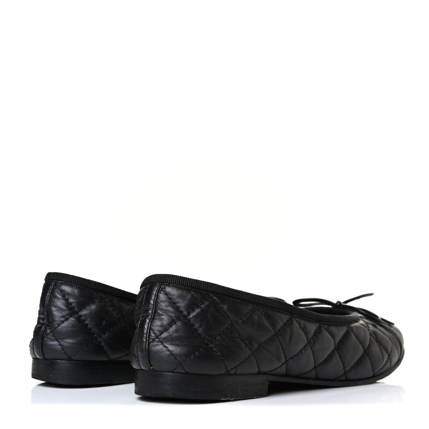 Aged Calfskin Quilted CC Cap Toe Ballerina Flats 38 Black