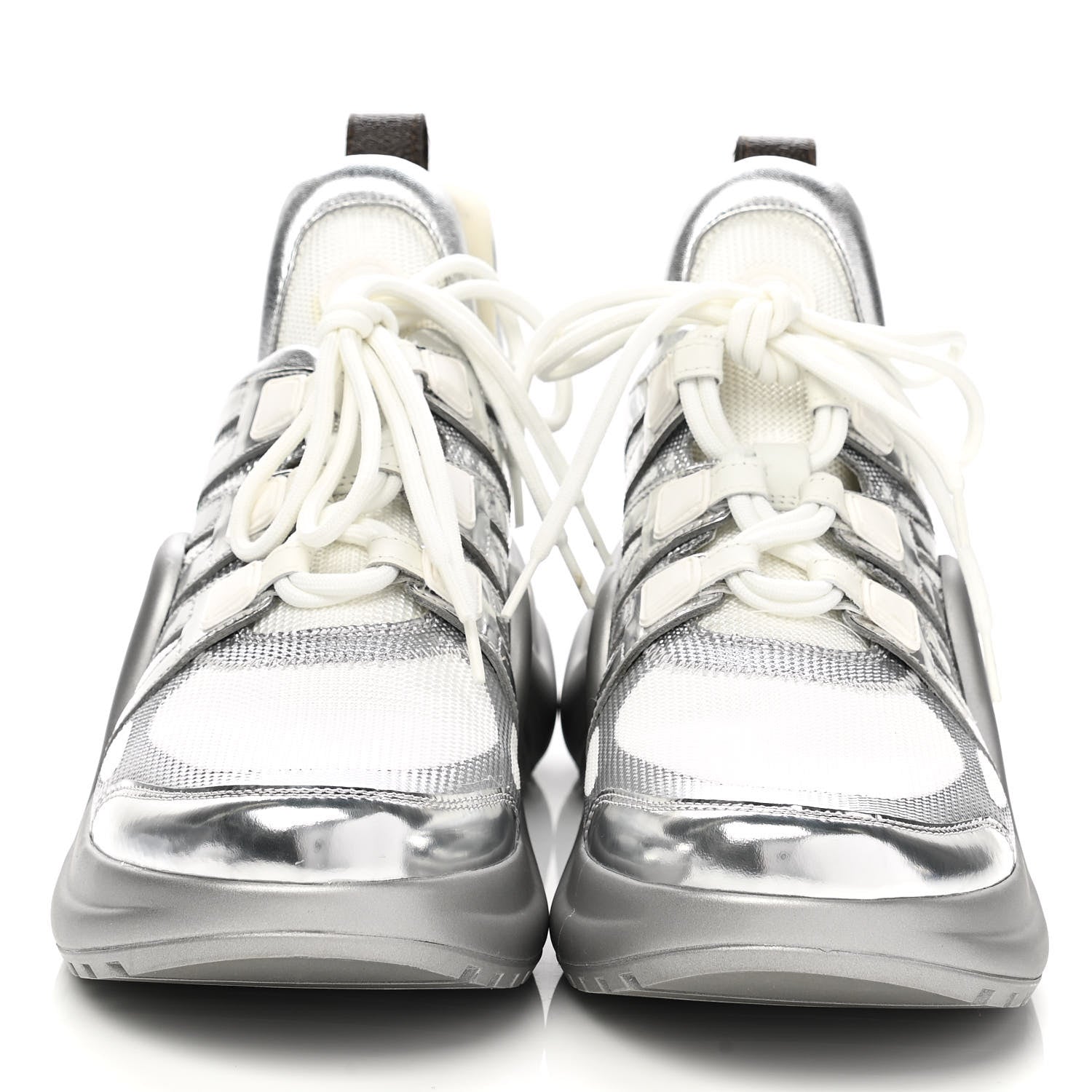 Louis Vuitton Metallic Calfskin Technical Nylon LV Archlight Sneakers 41 White Silver 2 of 10