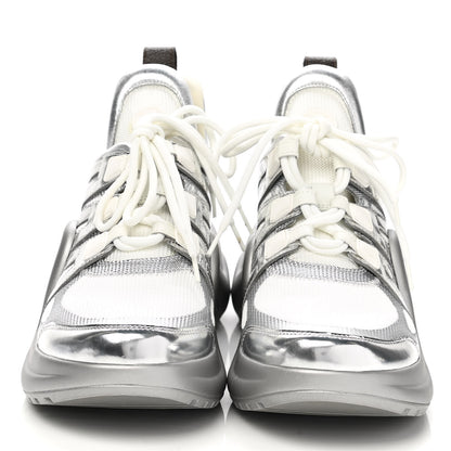 Louis Vuitton Metallic Calfskin Technical Nylon LV Archlight Sneakers 41 White Silver 2 of 10