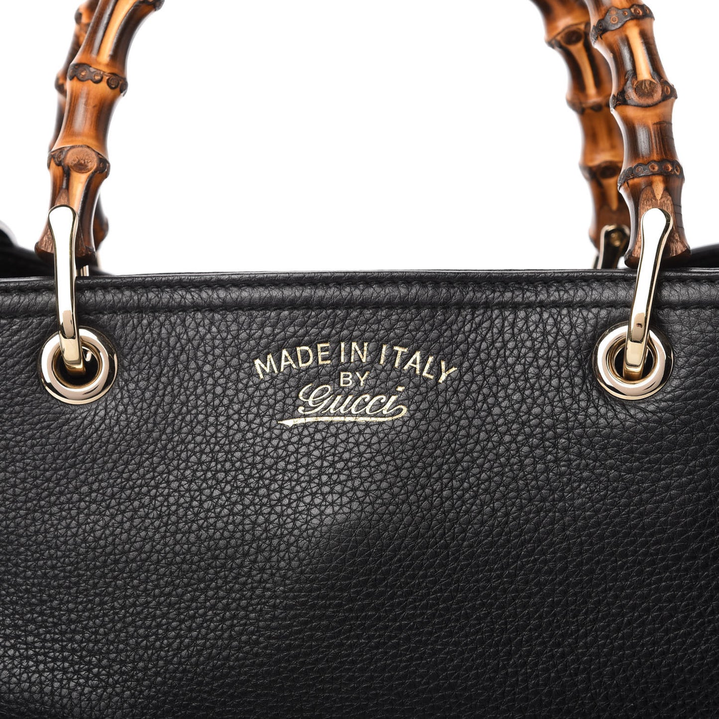 Pebbled Calfskin Medium Bamboo Shopper Tote Black