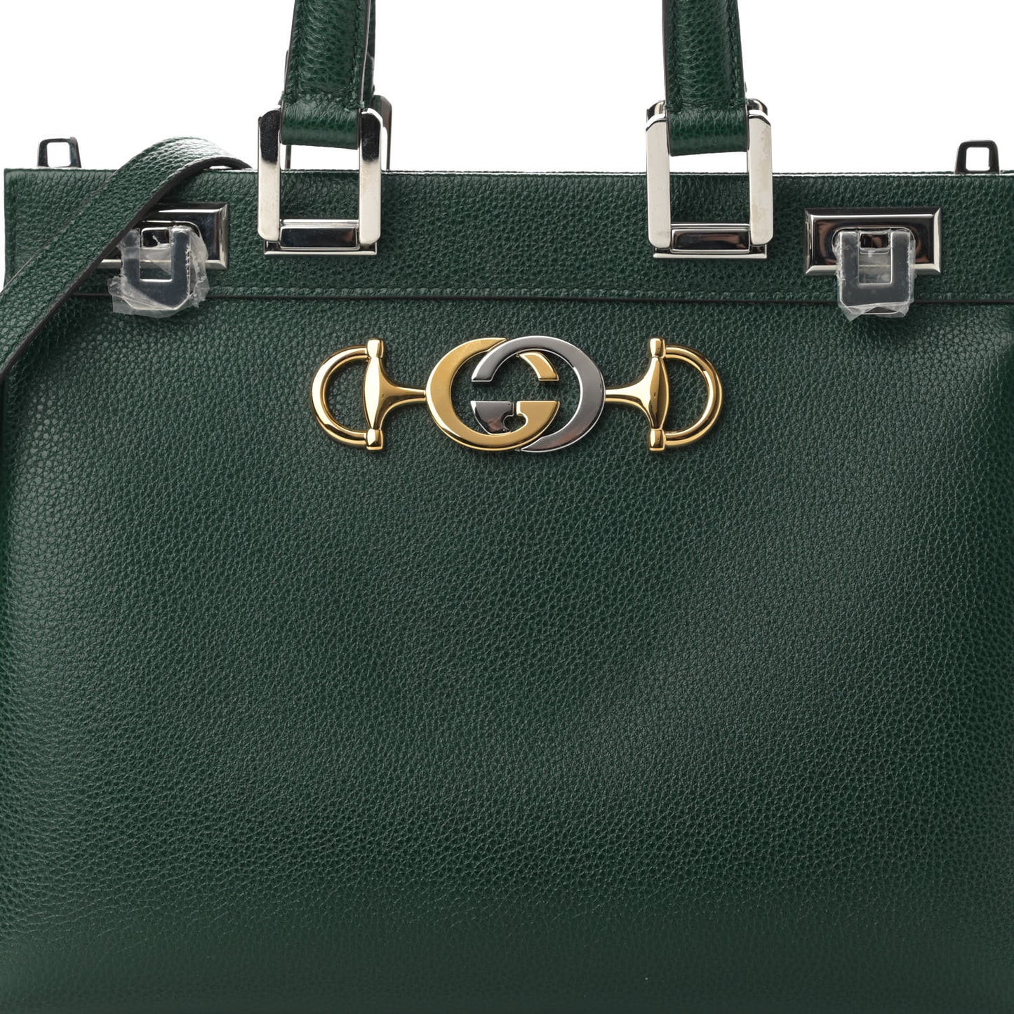 Posillipo Grain Calfskin Small Zumi Top Handle Bag Vintage Green
