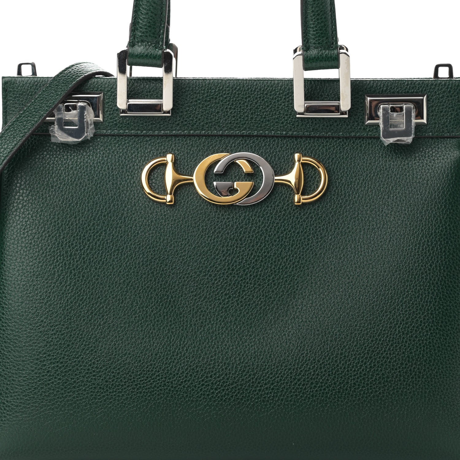 Gucci Posillipo Grain Calfskin Small Zumi Top Handle Bag Vintage Green 8 of 11