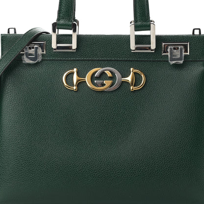 Gucci Posillipo Grain Calfskin Small Zumi Top Handle Bag Vintage Green 8 of 11