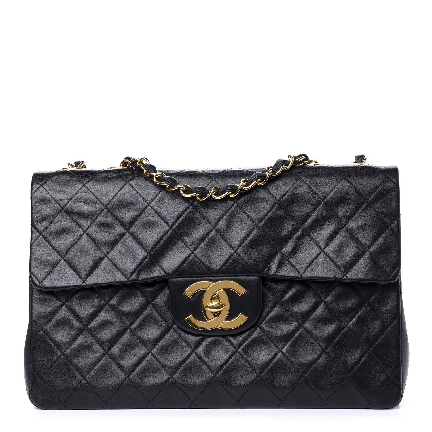 Chanel Lambskin Quilted XL Jumbo Single Flap Black 1 of 9