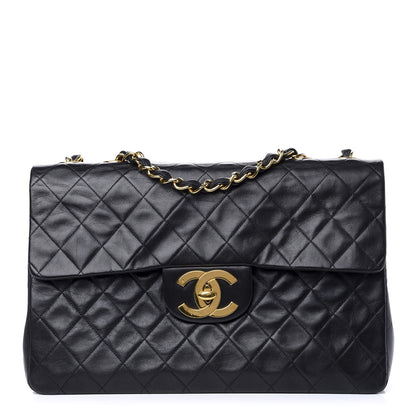 Chanel Lambskin Quilted XL Jumbo Single Flap Black 1 of 9