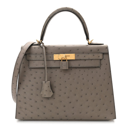 Hermes Ostrich Kelly Sellier 28 Gris Tourterelle 1 of 7
