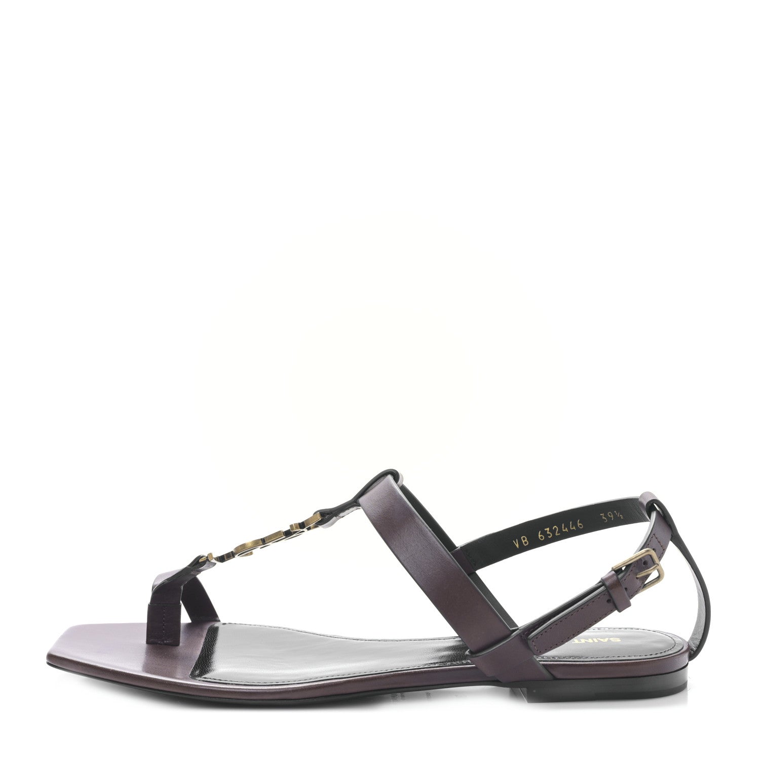 Saint Laurent Calfskin Cassandra Monogram Sandals 39.5 Brown 1 of 9