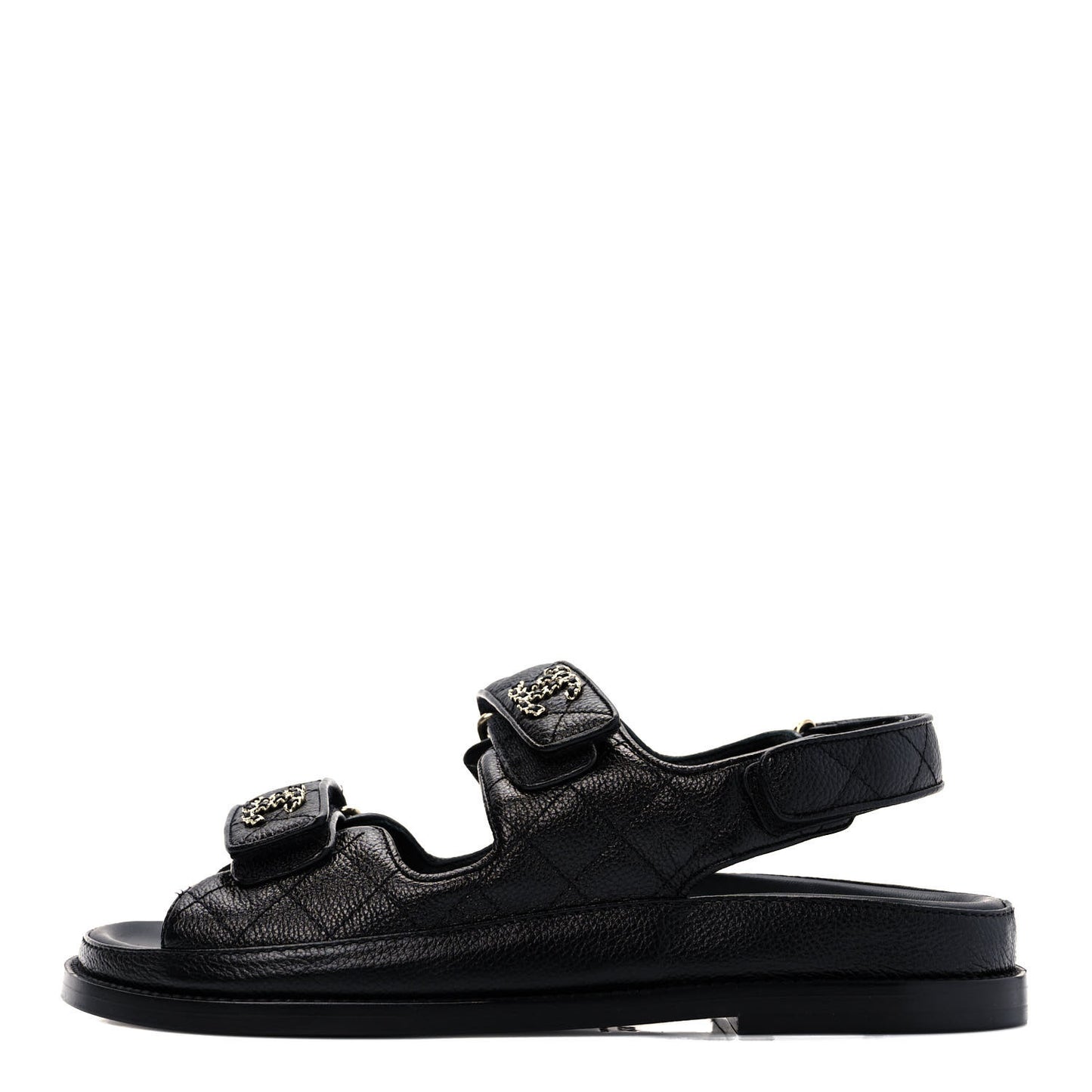 Grained Calfskin Velcro Dad Sandals 36.5 Black