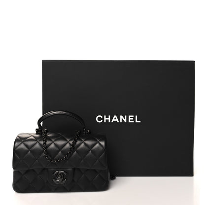 Chanel Lambskin Quilted Mini Top Handle Rectangular Flap So Black 11 of 11