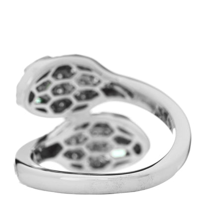 Bulgari 18K White Gold Diamond Emerald Serpenti Seduttori Two Head Ring 55 7.25 3 of 6