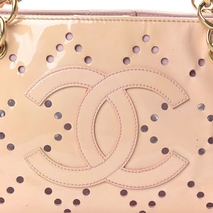 Chanel Patent Perforated CC Shopping Tote Beige 11 of 14