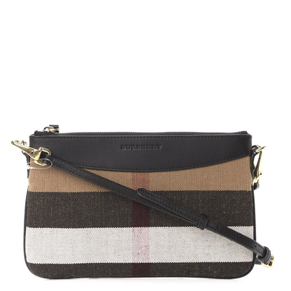 Burberry Mega Check Peyton Crossbody Clutch Bag Black 1 of 12