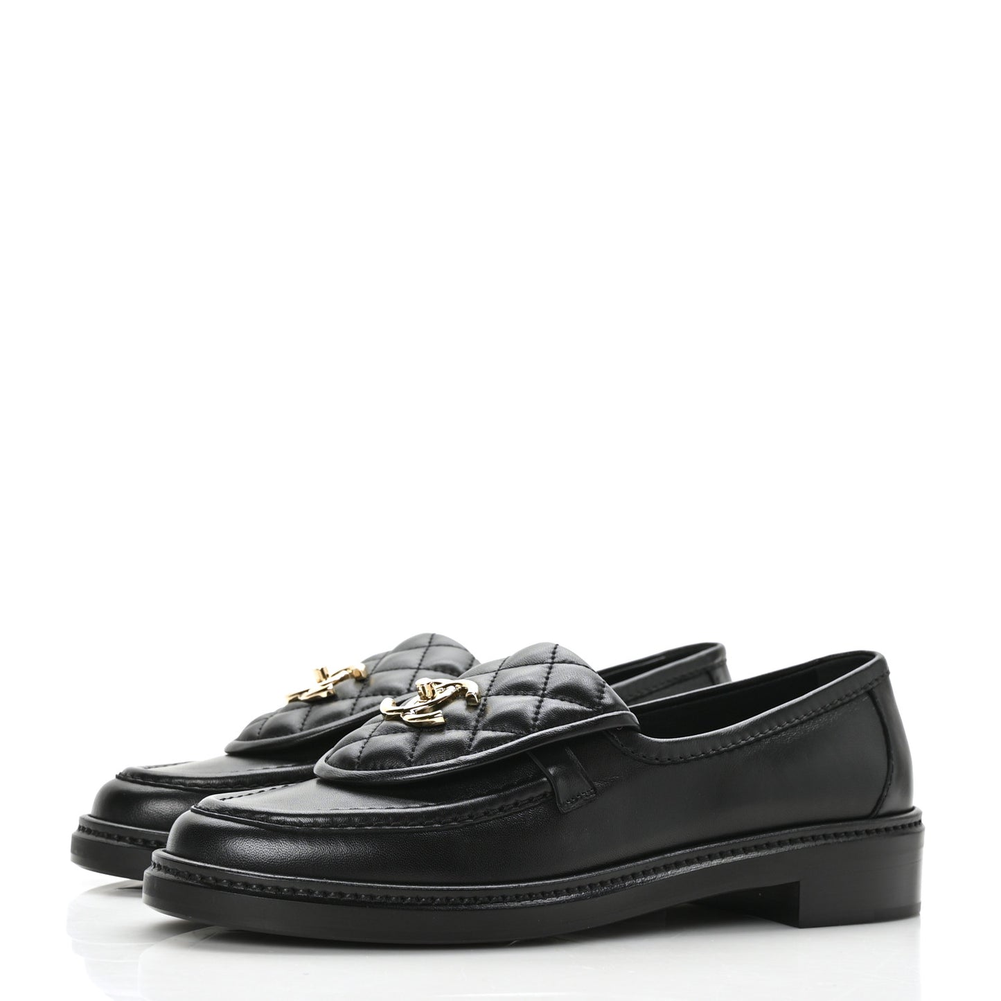 Lambskin Quilted CC Turnlock Loafers 39 Black