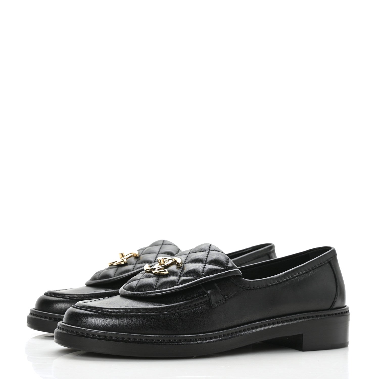Chanel Lambskin Quilted CC Turnlock Loafers 39 Black 3 of 8