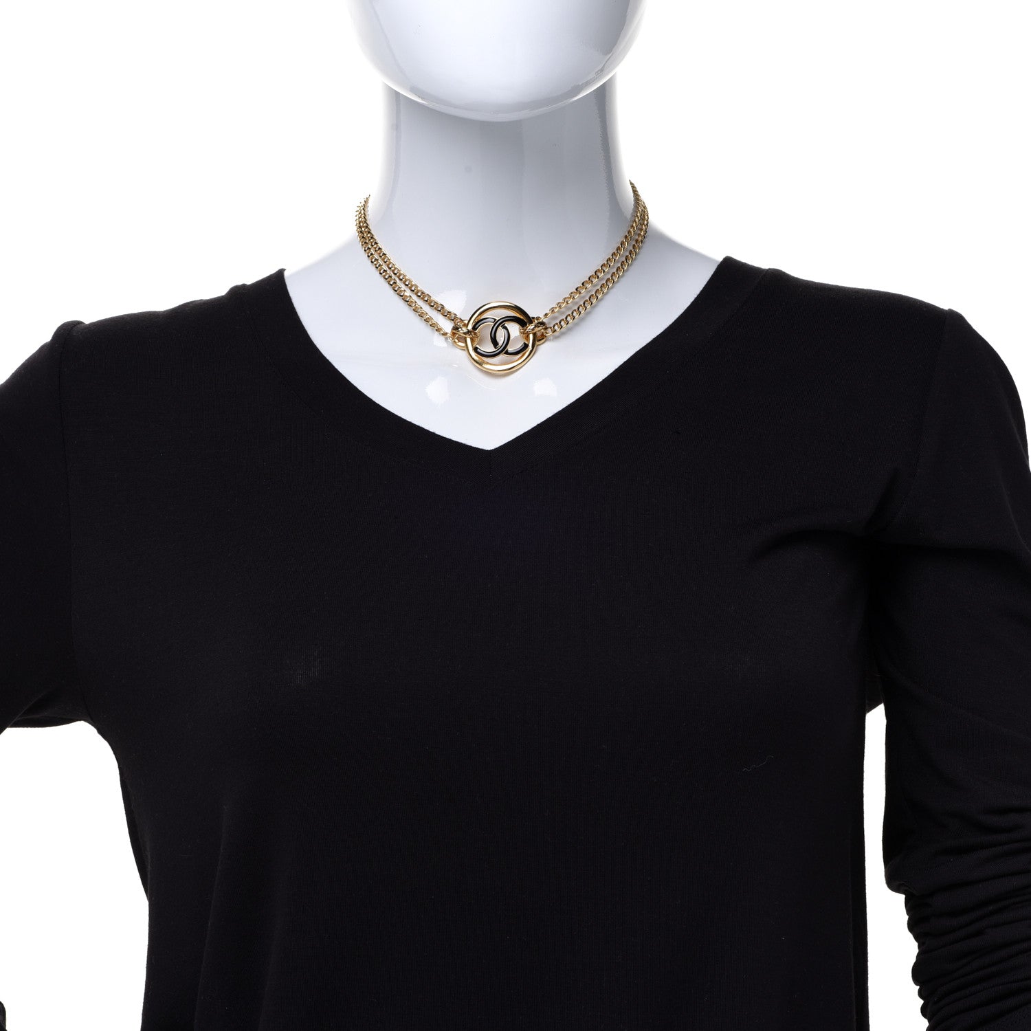 Chanel Metal Resin Chain CC Choker Gold Black 2 of 6