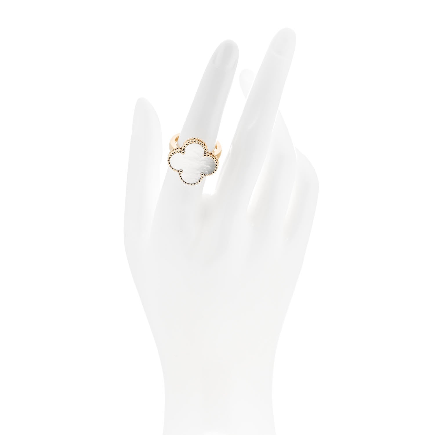 Van Cleef & Arpels 18K Yellow Gold Mother of Pearl Magic Alhambra Ring 53 6.5 2 of 6