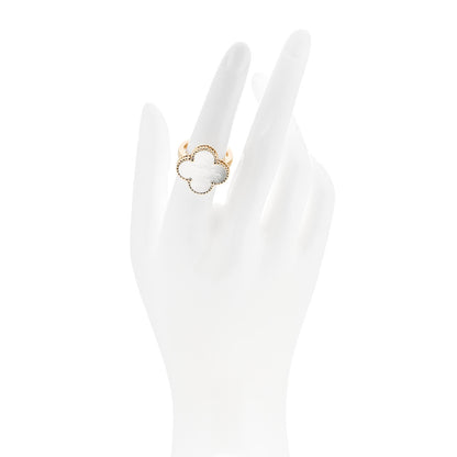 Van Cleef & Arpels 18K Yellow Gold Mother of Pearl Magic Alhambra Ring 53 6.5 2 of 6