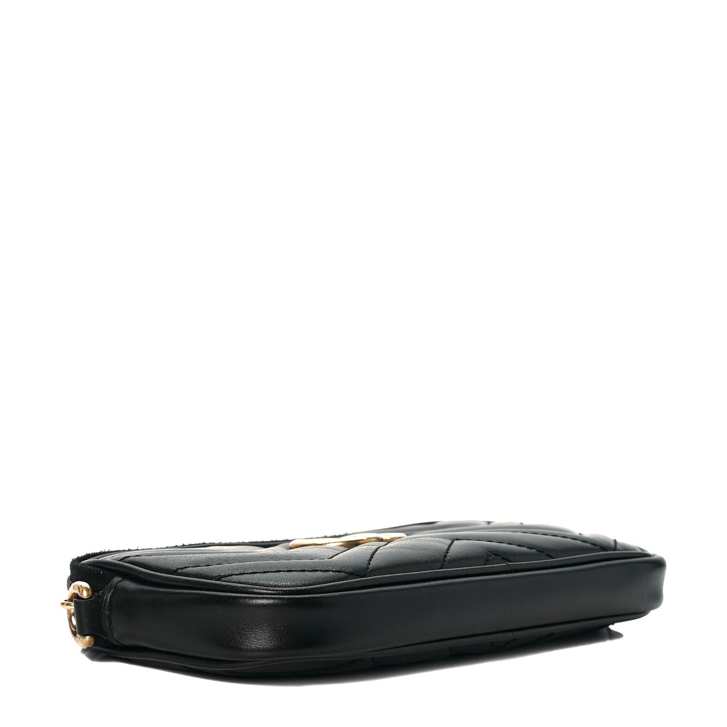 Calfskin Matelasse Mini GG Marmont Chain Crossbody Bag Black
