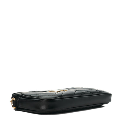 Gucci Calfskin Matelasse Mini GG Marmont Chain Crossbody Bag Black 4 of 8