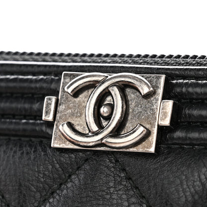 Chanel Caviar Quilted Boy Small Zip Around Wallet Black 10 of 12