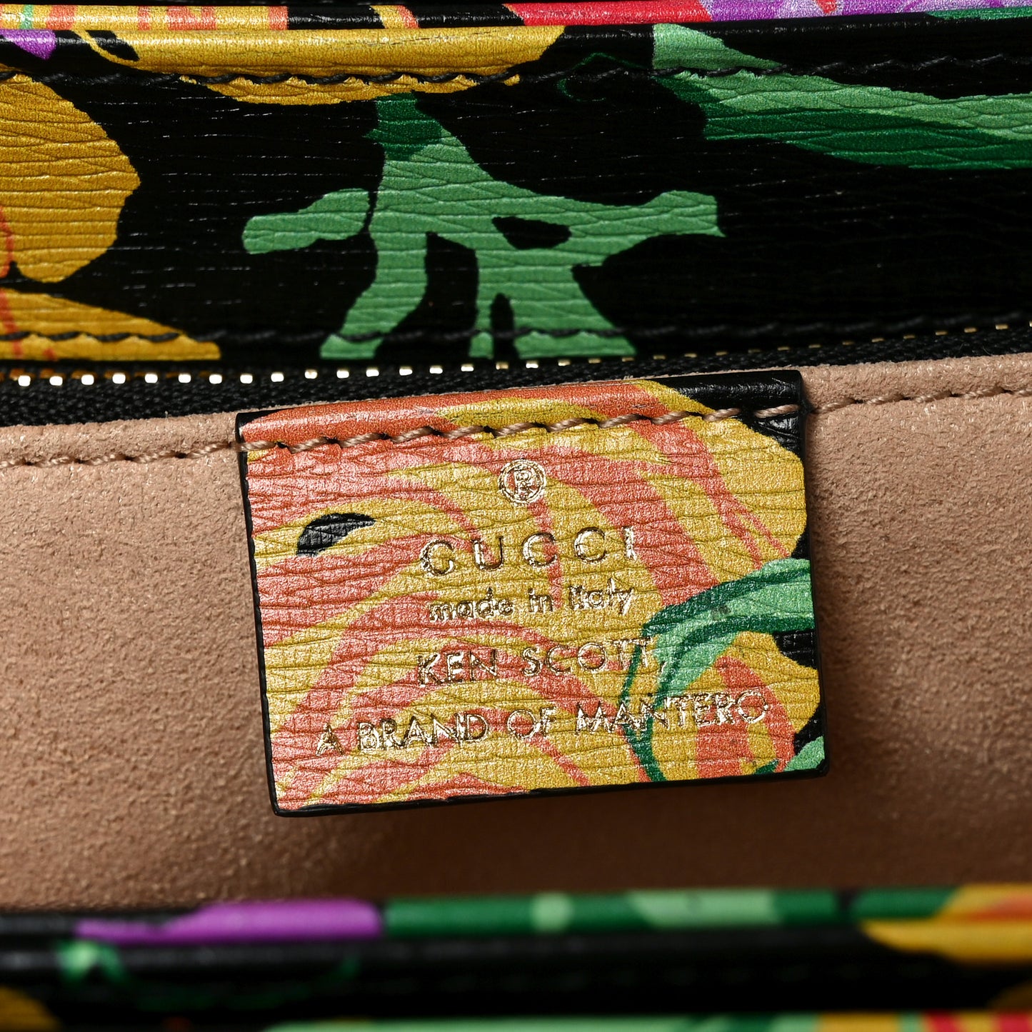 X KEN SCOTT New Shangai Calfskin Jenny Floral Print Horsebit 1955 Shoulder Bag Black Pink