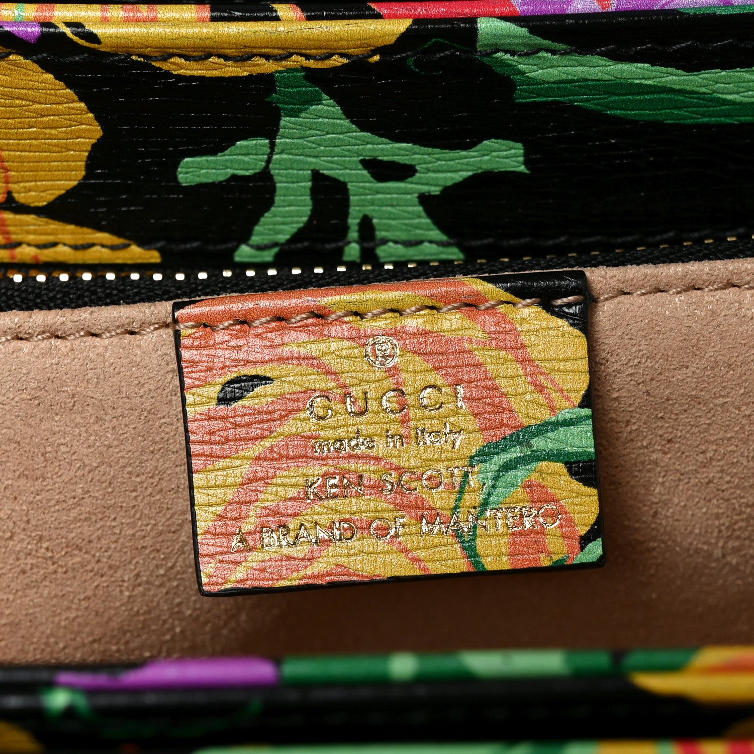 Gucci X KEN SCOTT New Shangai Calfskin Jenny Floral Print Horsebit 1955 Shoulder Bag Black Pink 6 of 10