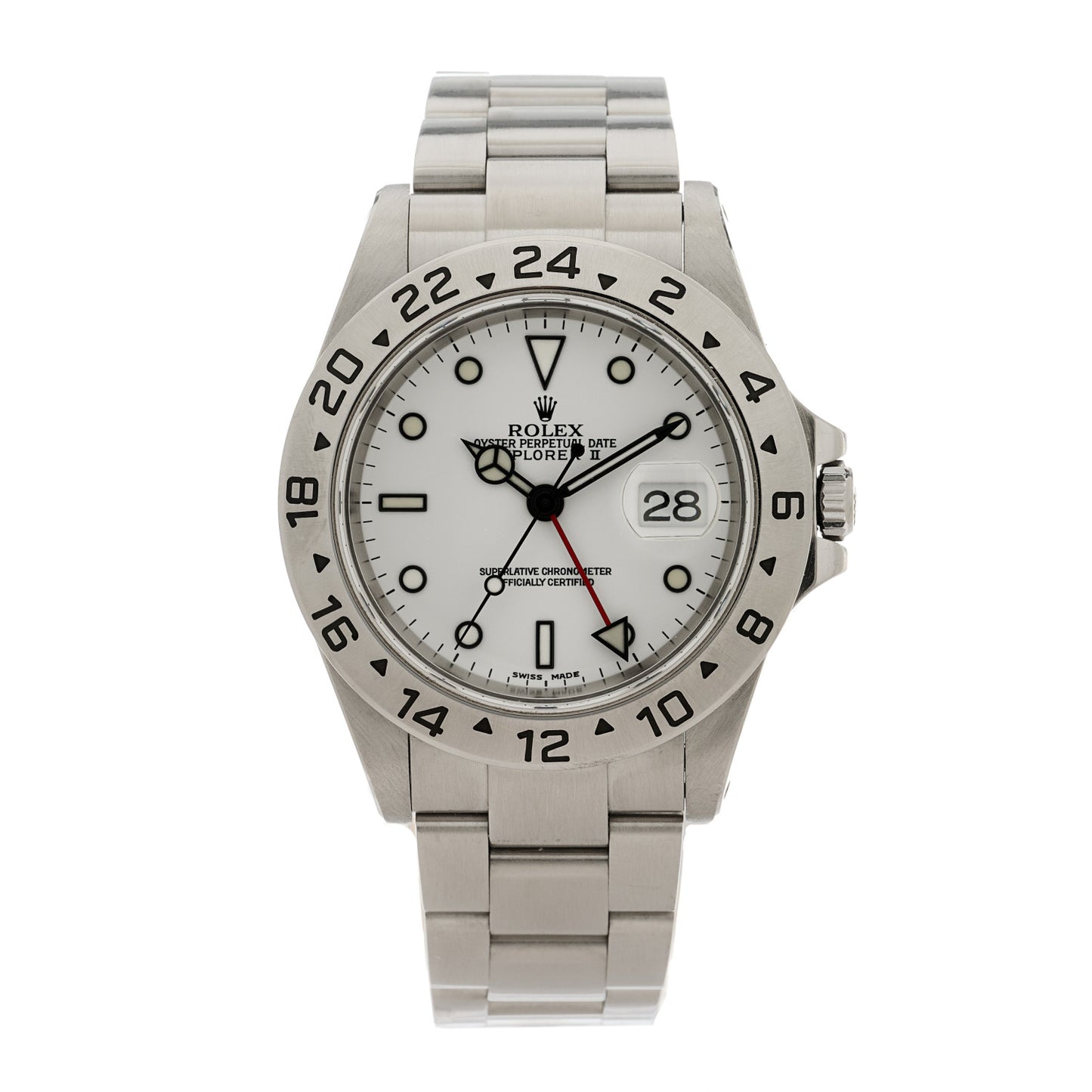 Stainless Steel 40mm Oyster Perpetual Date Explorer II Watch White 16570