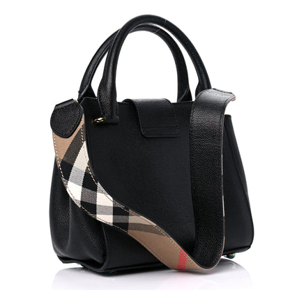 Burberry Soft Grain Calfskin Small Buckle Tote Black 3 of 8