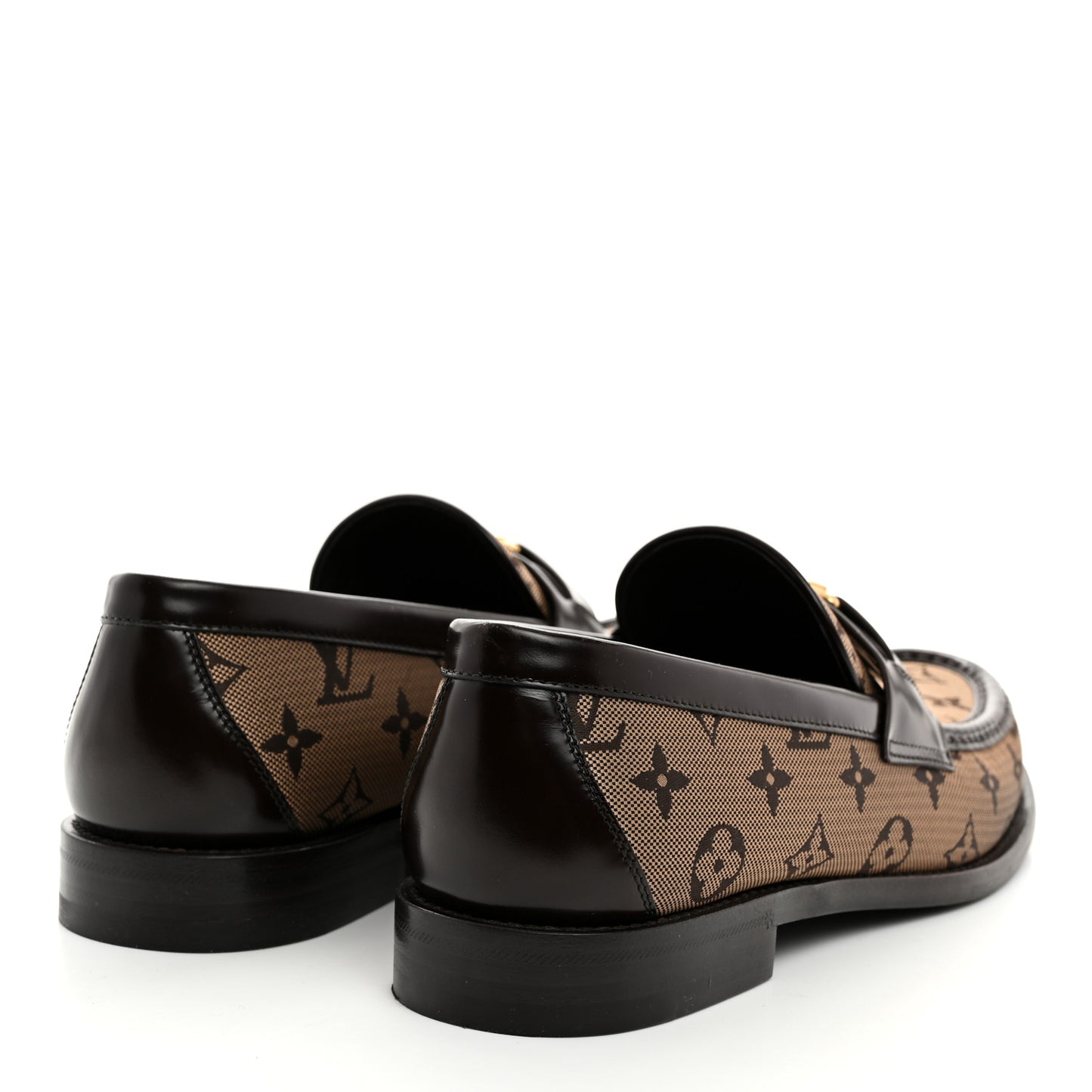 Monogram Jacquard Mens Major Loafers 8 Brown
