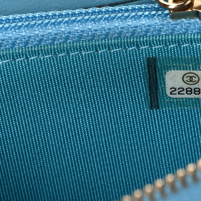 Chanel Lambskin Quilted Medium Zip Around Wallet Blue 8 of 8