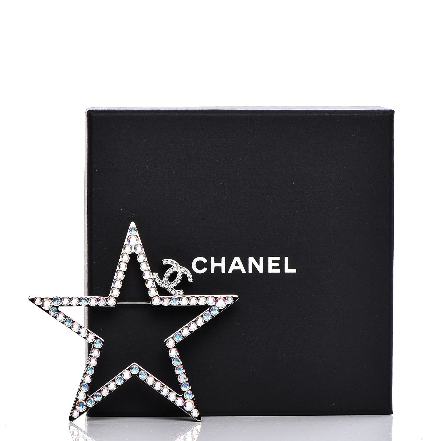 Chanel Ruthenium Crystal Star CC Brooch 6 of 6