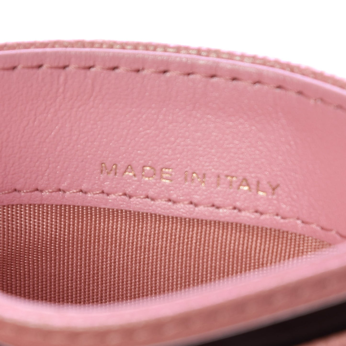 Iridescent Caviar Quilted Card Holder Rose Pink