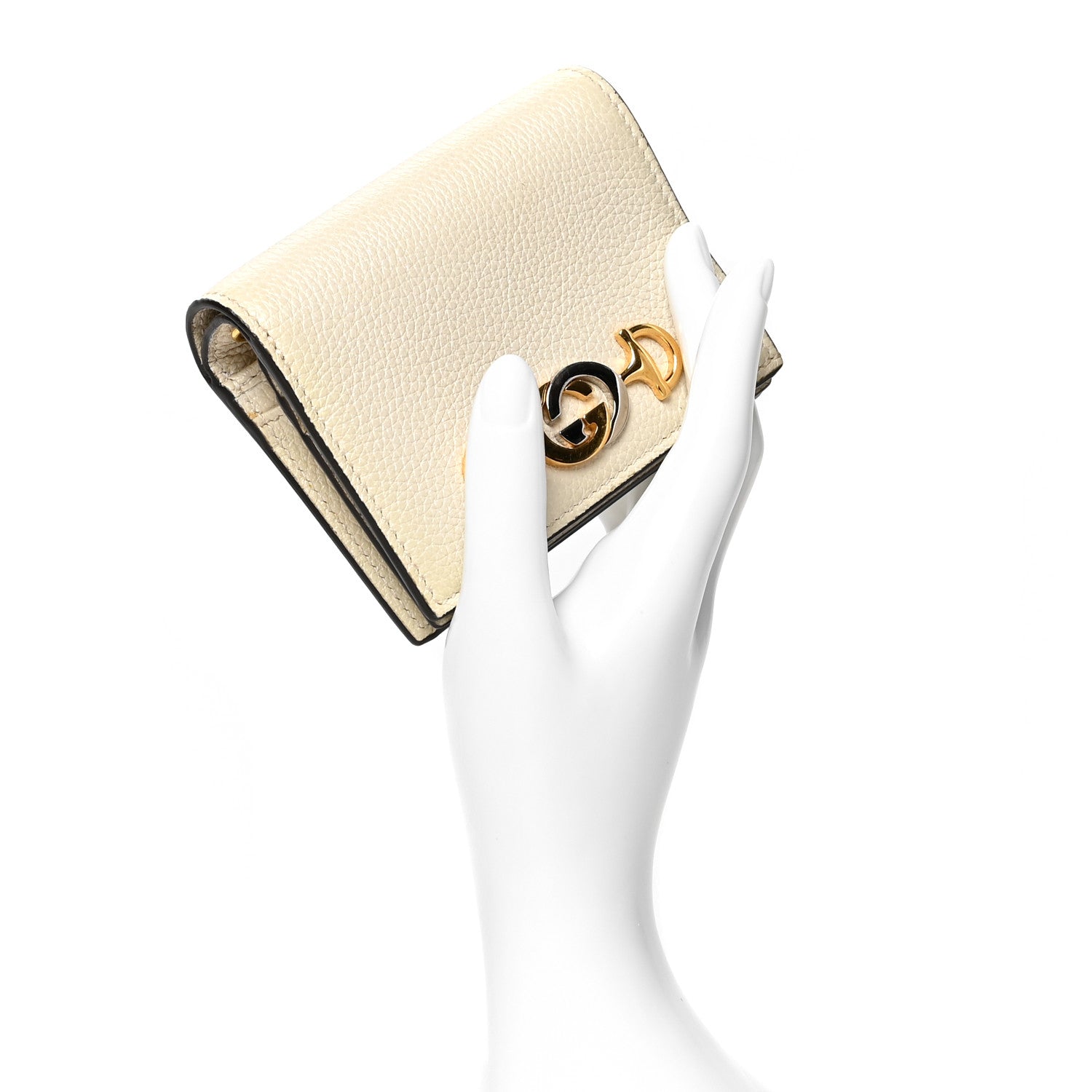 Gucci Grainy Calfskin Zumi Chain Card Case Wallet White 2 of 7