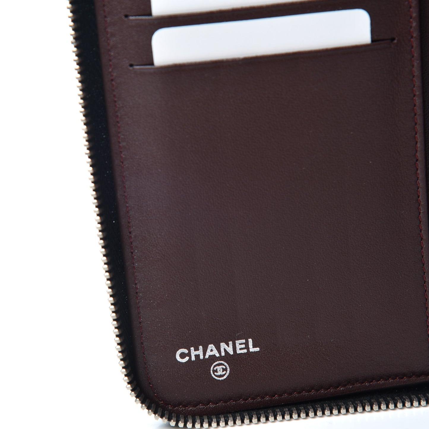 Lambskin Quilted Large Zip Around Organizer Wallet Black