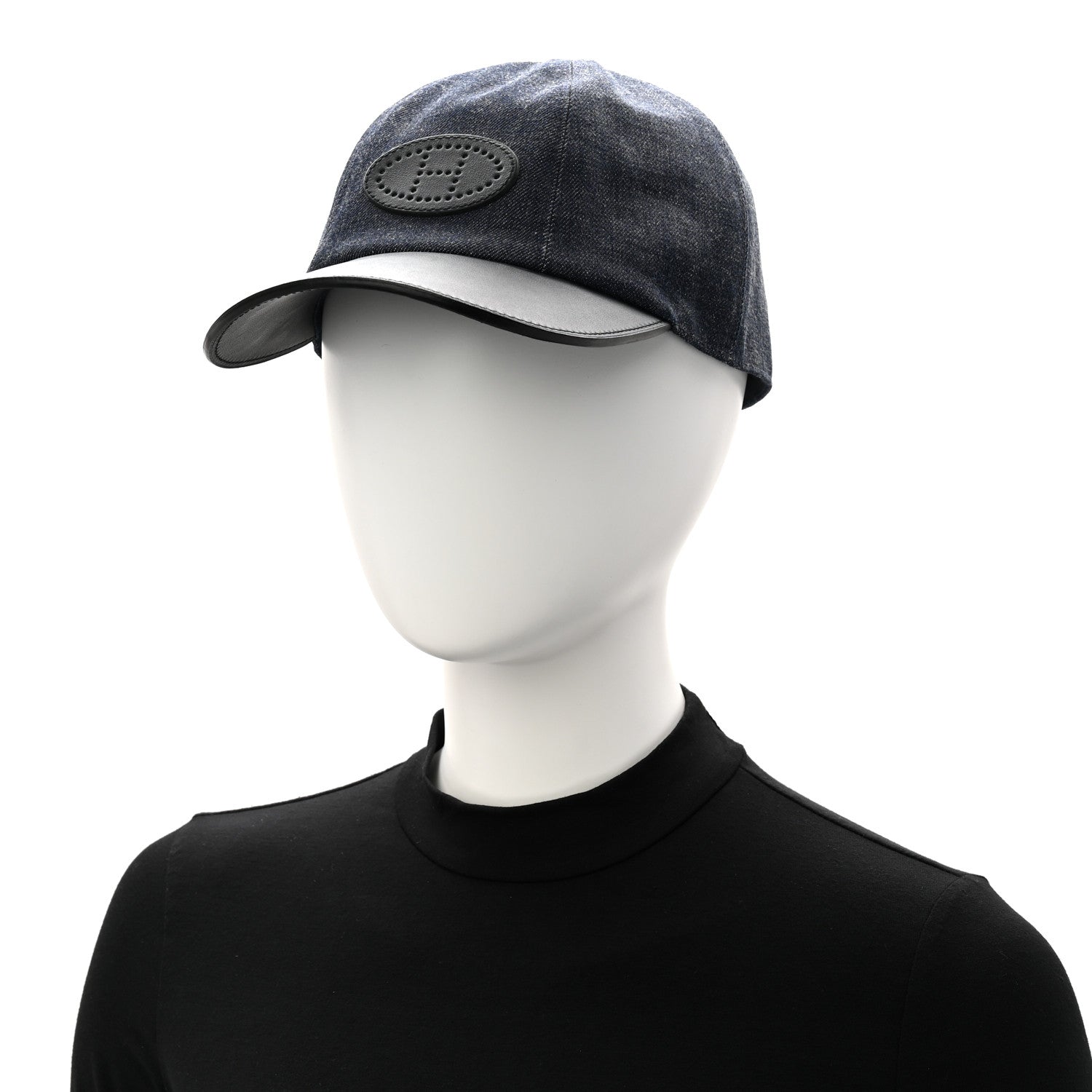 Hermes Cotton Denim Swift Sevres Evelyne Cap 59 Indigo Black 2 of 8