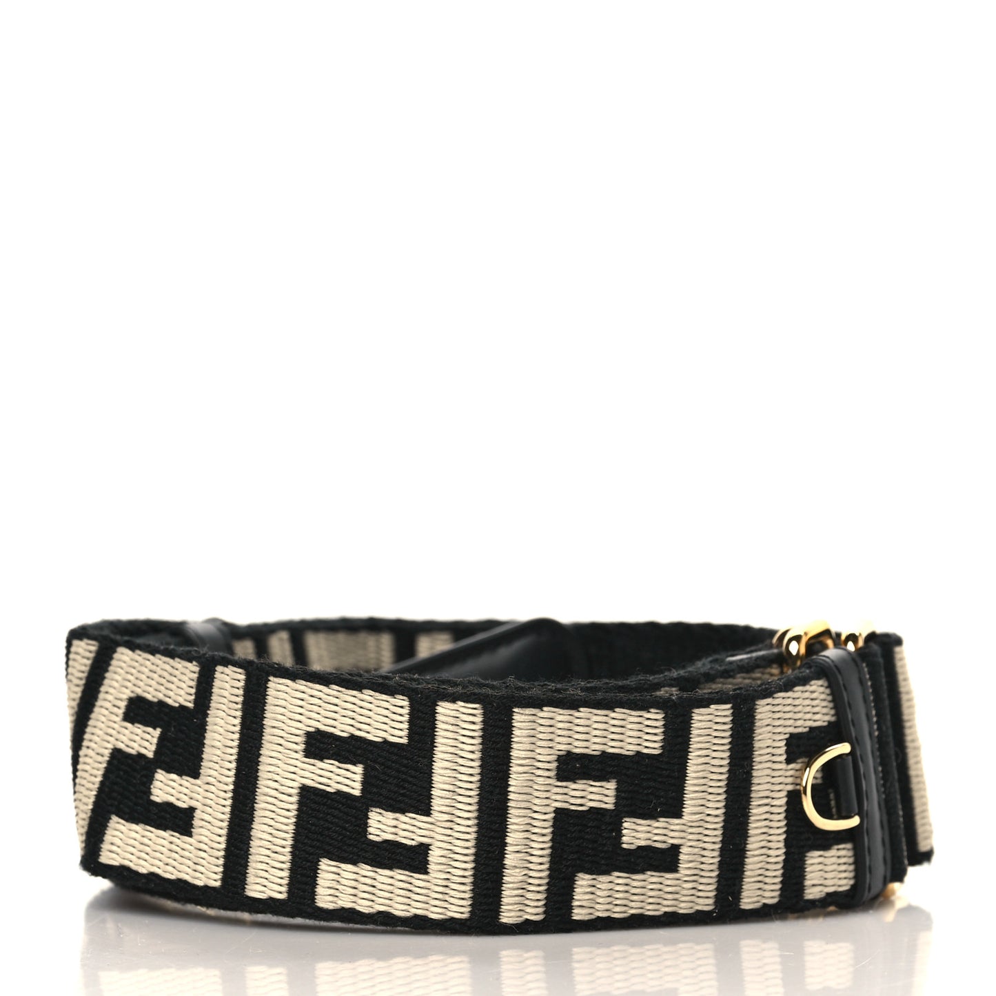 Jacquard Ribbon Vitello King FF Bi-Color Intreccio Adjustable Strap You Black White