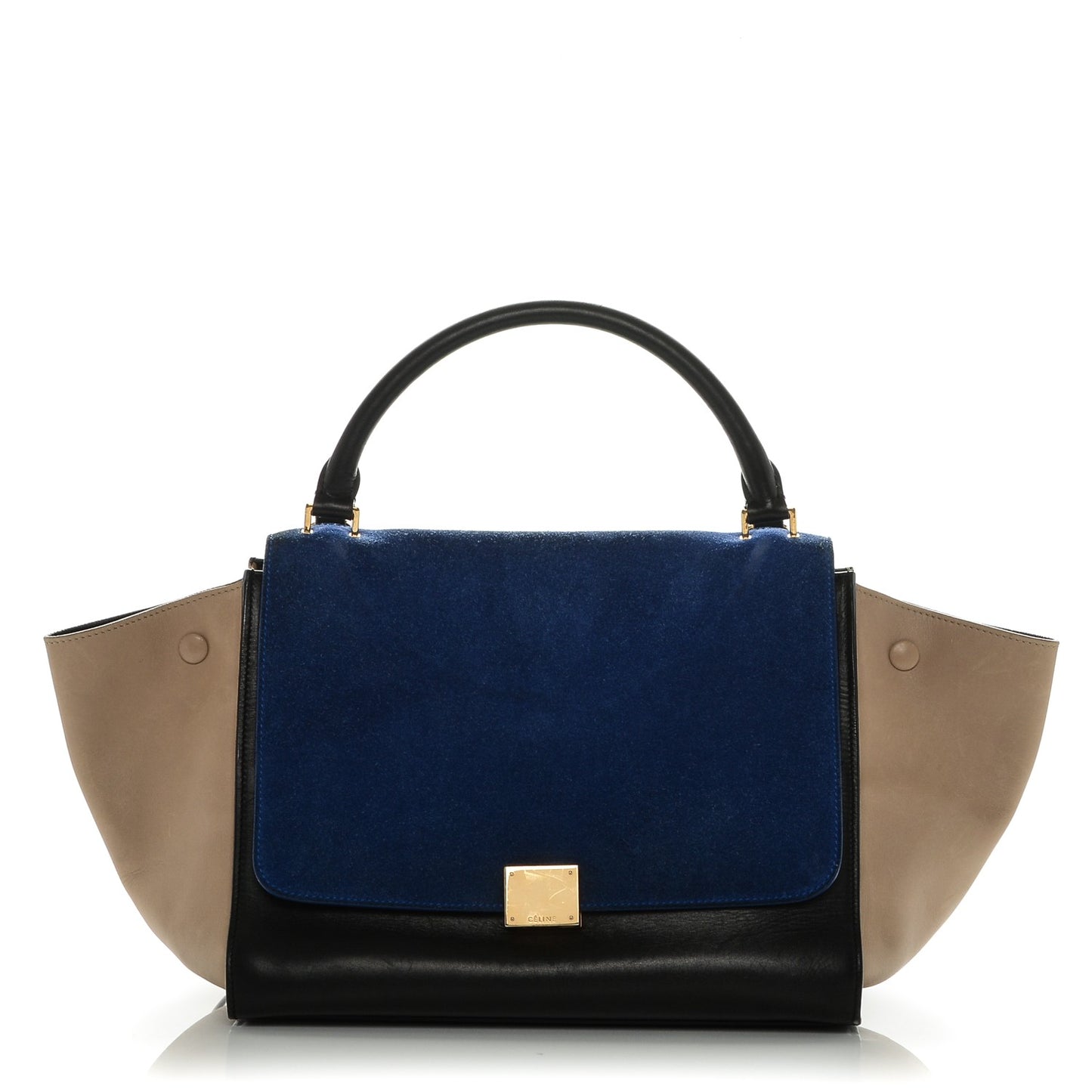 Calfskin Suede Medium Tri-Color Trapeze Royal Blue