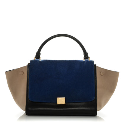 Celine Calfskin Suede Medium Tri-Color Trapeze Royal Blue 1 of 6