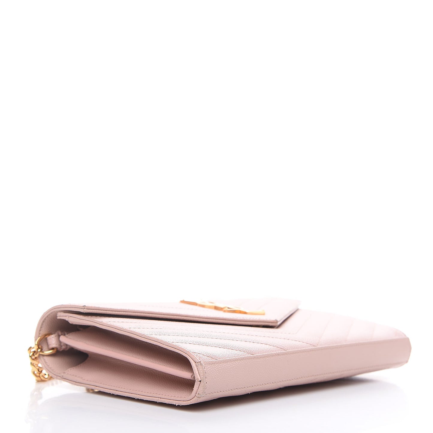Grain De Poudre Matelasse Chevron Monogram Chain Wallet Pale Pink