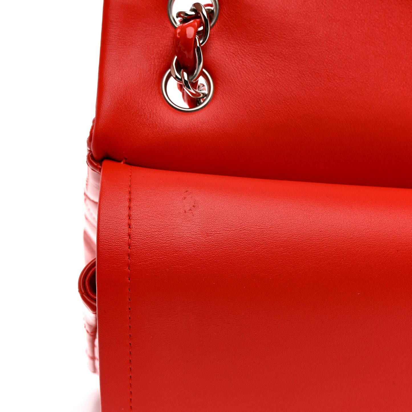 Patent Quilted Jumbo Double Flap Red