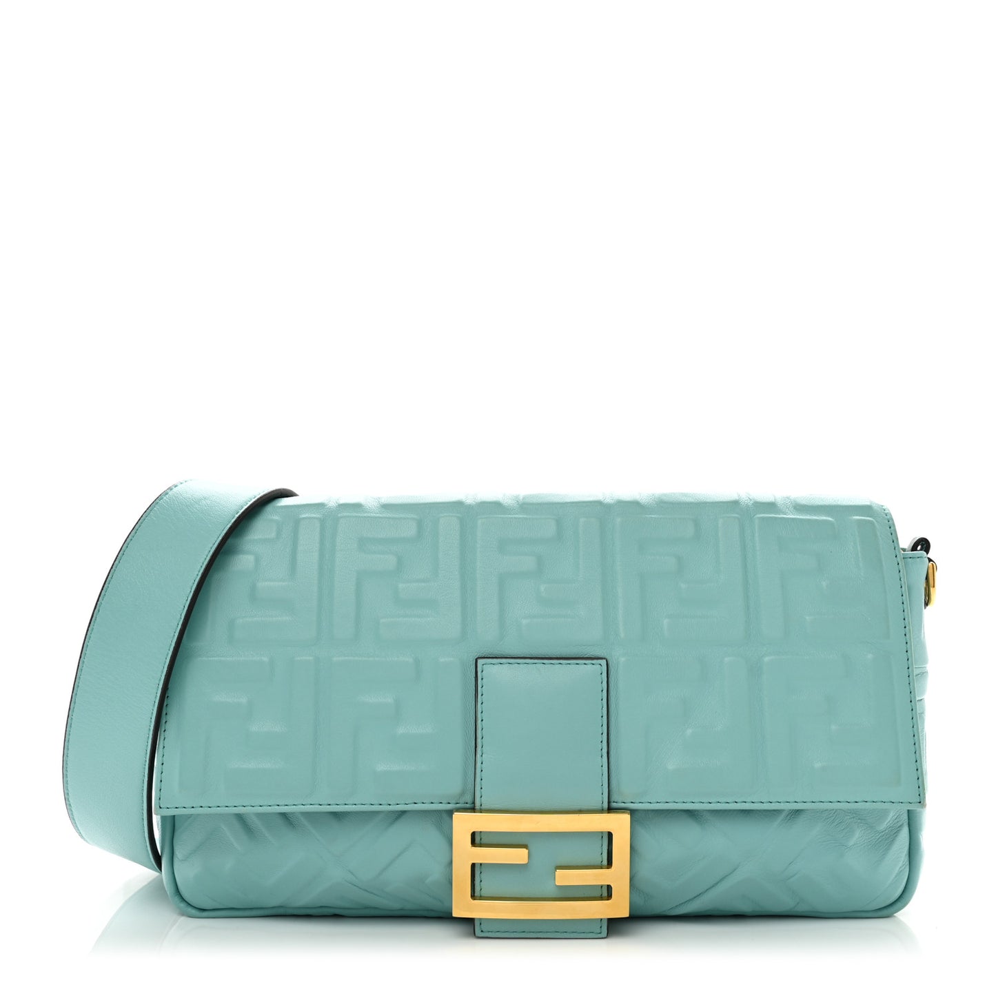 Nappa FF 1974 Embossed Large Baguette Tiffany
