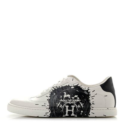 Hermes Swift Peinture Fraiche Womens Quicker Sneakers 38 White Black 1 of 8